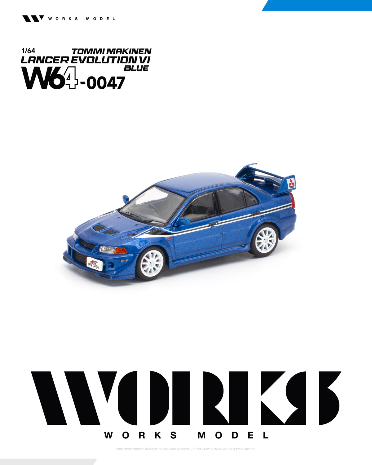 (Coming Soon) WORKS 1/64 MITSUBISHI LANCER EVOLUTION VI TOMMI MAKINEN - BLUE