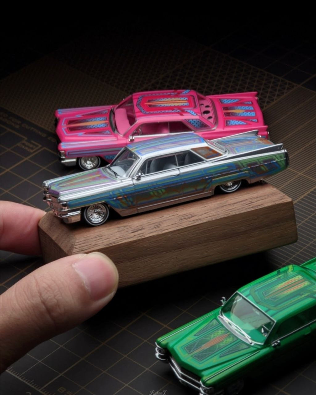 (Coming Soon) 97M 1/64 1964 Cadillac Coupe DeVille Lowrider - Silver/Blue
