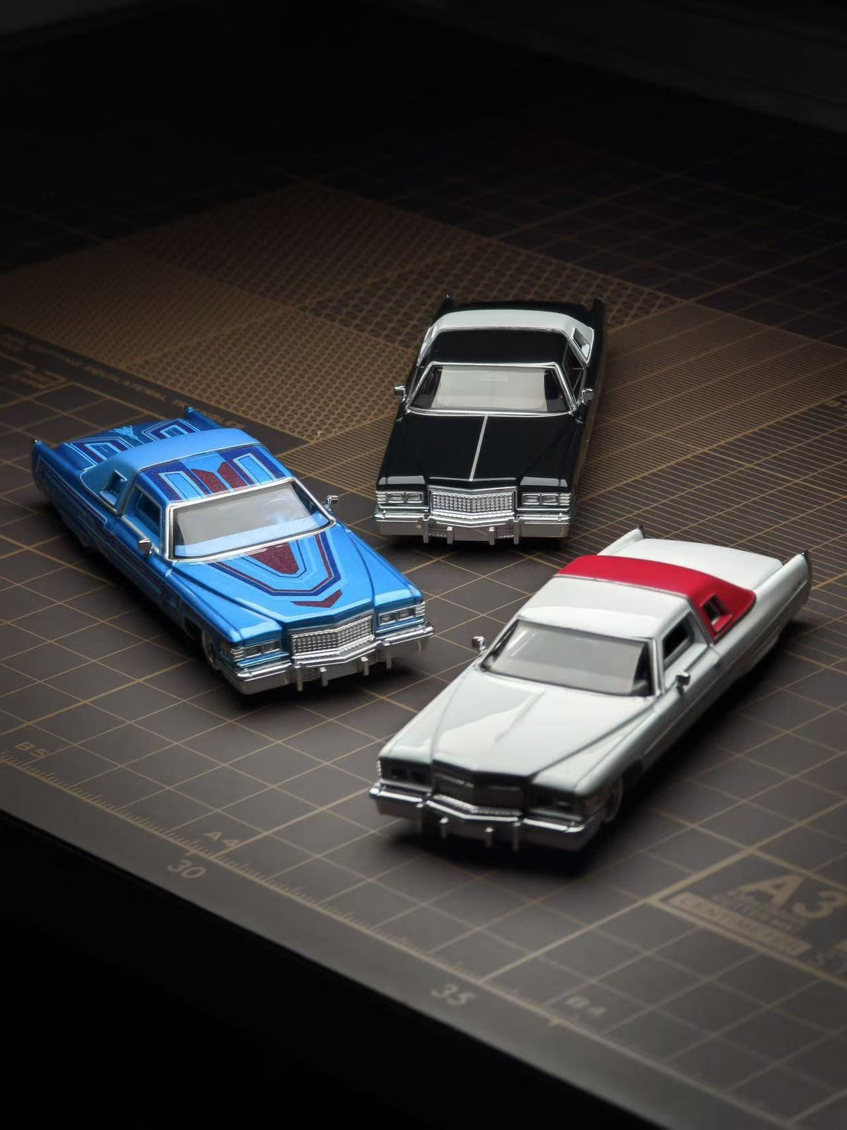 (Coming Soon) 97M 1:64 1975 Cadillac Coupe DeVille Lowrider Gloss Black with White roof