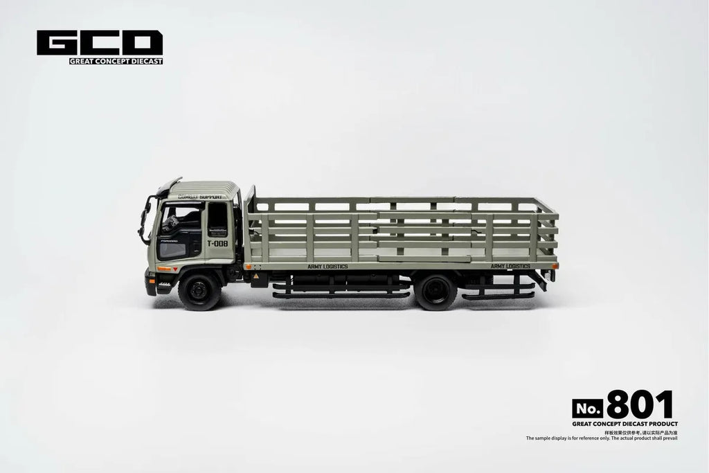 (Coming Soon) GCD 1:64 Isuzu Motors: Forward Series Medium-Duty Dropside Truck Matte Green