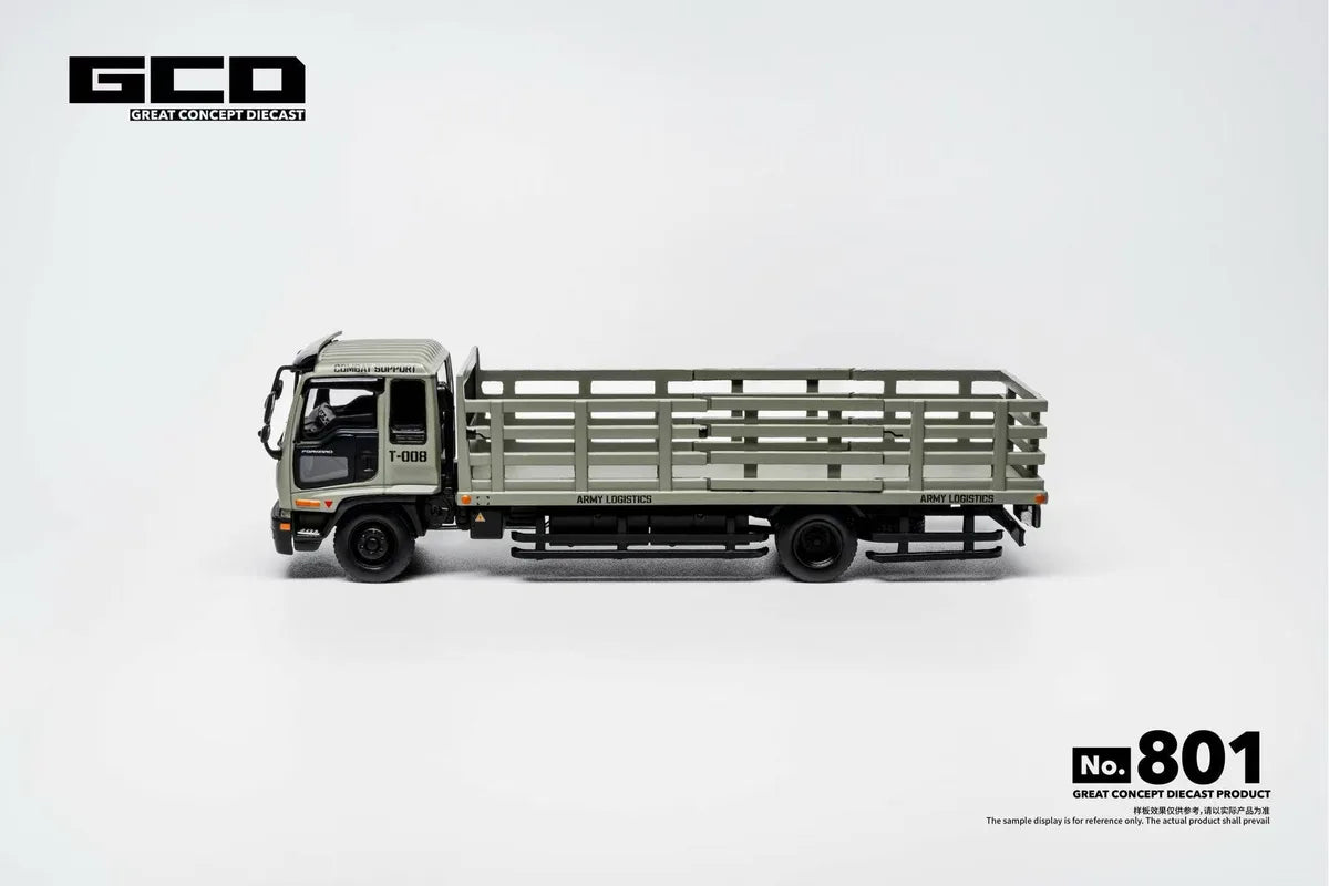(Coming Soon) GCD 1:64 Isuzu Motors: Forward Series Medium-Duty Dropside Truck Matte Green