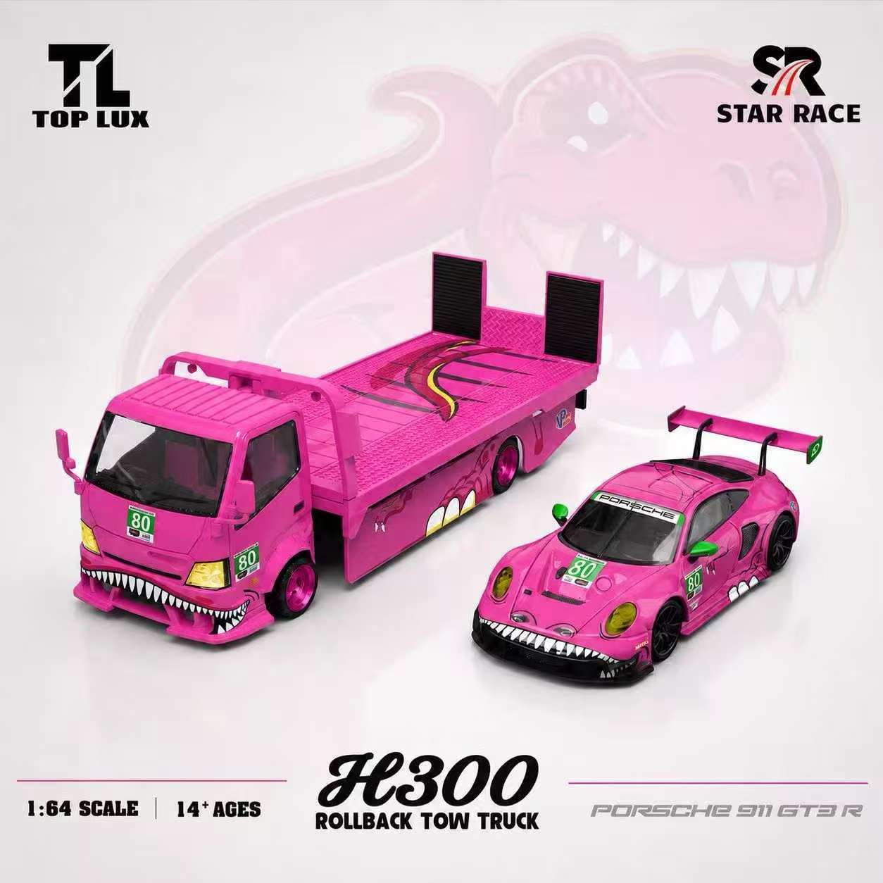 (Coming Soon) TOPLUX & STAR RACE 1:64 Roxy Livery Set – H300 #80 Trailer & Porsche 911 GT3 Roxy #80 Livery (BOTH MODELS SHOWN)