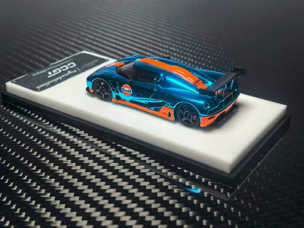 (Coming Soon) MYMODELCOLLECT 1/64 Koenigsegg CCGT Diecast - Chrome Gulf Blue/Orange Edition