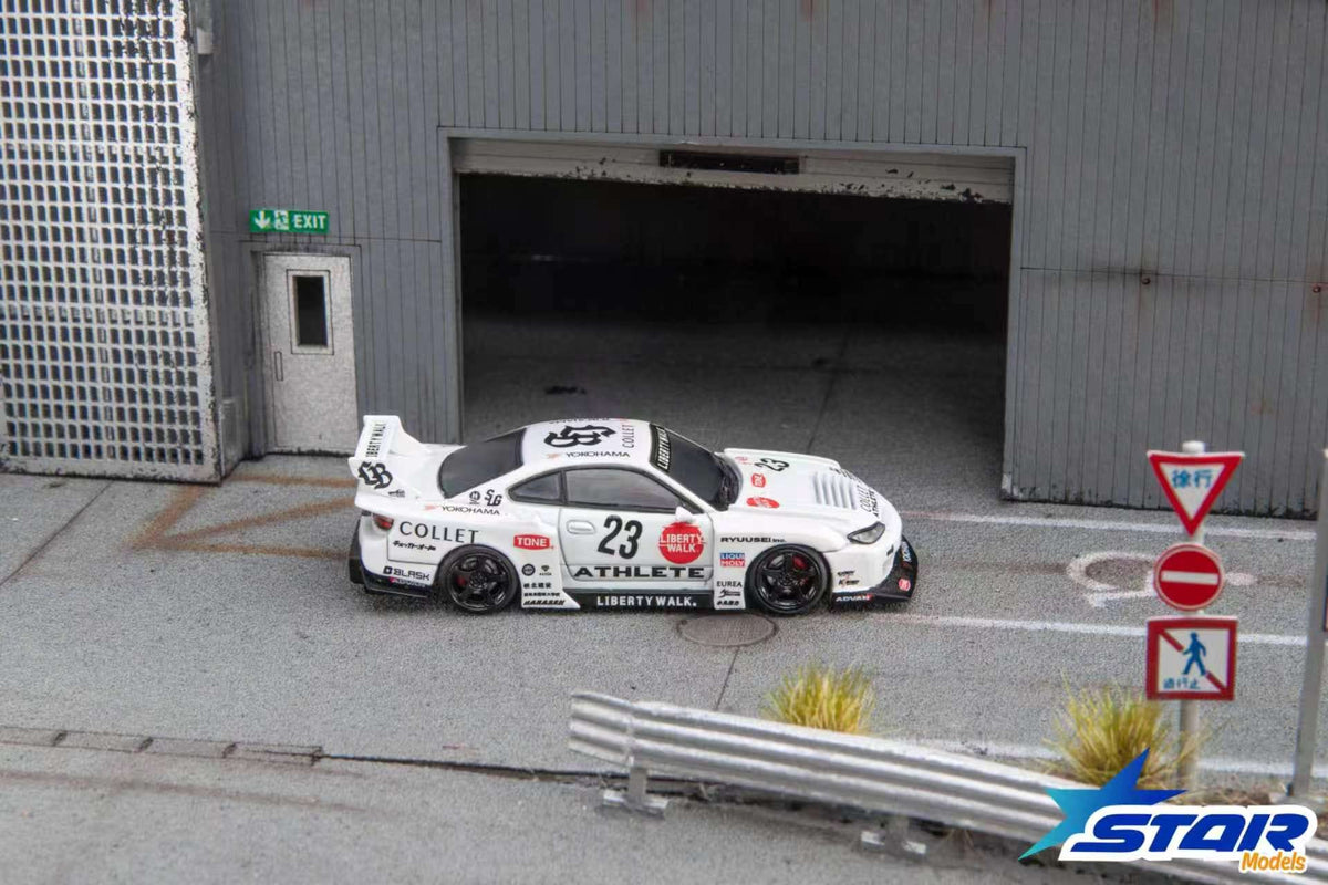(Coming Soon) STARMODELS 1:64 S15 Silvia Widebody Modified Version Diecast - White 23# Livery