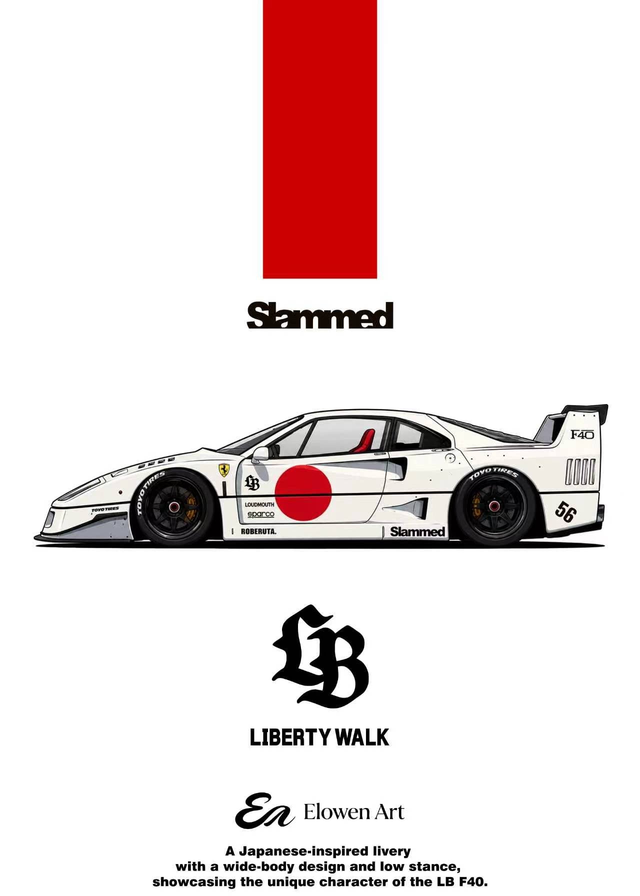 (Coming Soon) ELOWENART × Ferrari 1:64 F40(LBWK) - White Rising Sun