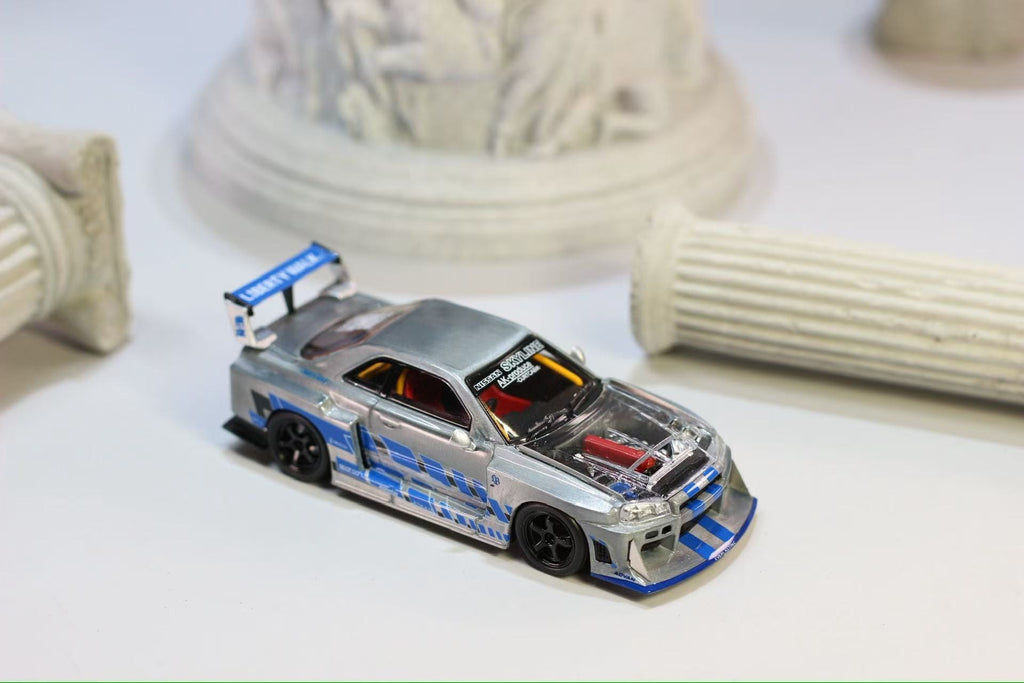 (Coming Soon) NITROBLAZE 1/64 SKYLINE ER34 LB-SUPER SILHOUETTE Widebody Diecast - Raw Edition