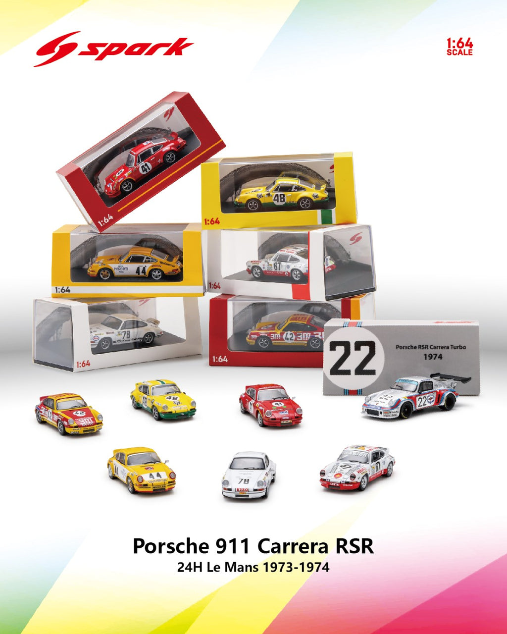 (Coming Soon) SPARK 1/64 Porsche 911 Carrera RSR 2.8 No.42 24H Le Mans 1973 R. Mazzia - M. Mignot - P. Mauroy