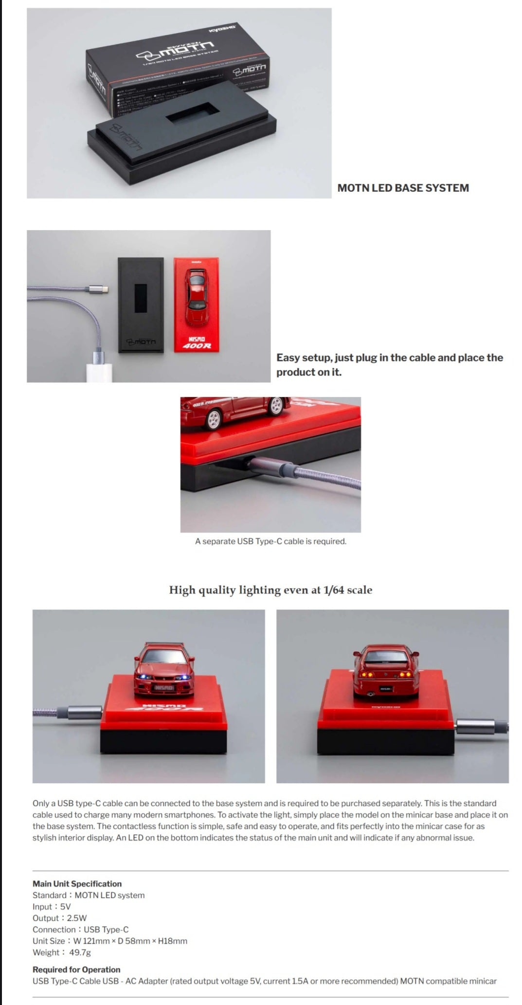 (Coming Soon) KYOSHO MOTN LED BASE SYSTEM (Base System For 1:64 Kyosho Models)