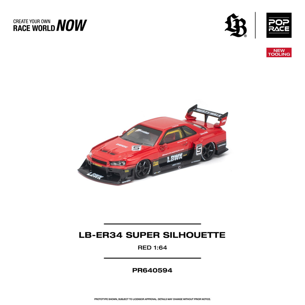 (Coming Soon) POPRACE 1/64 LB-ER34 SUPER SILHOUETTE - RED - PR640-594