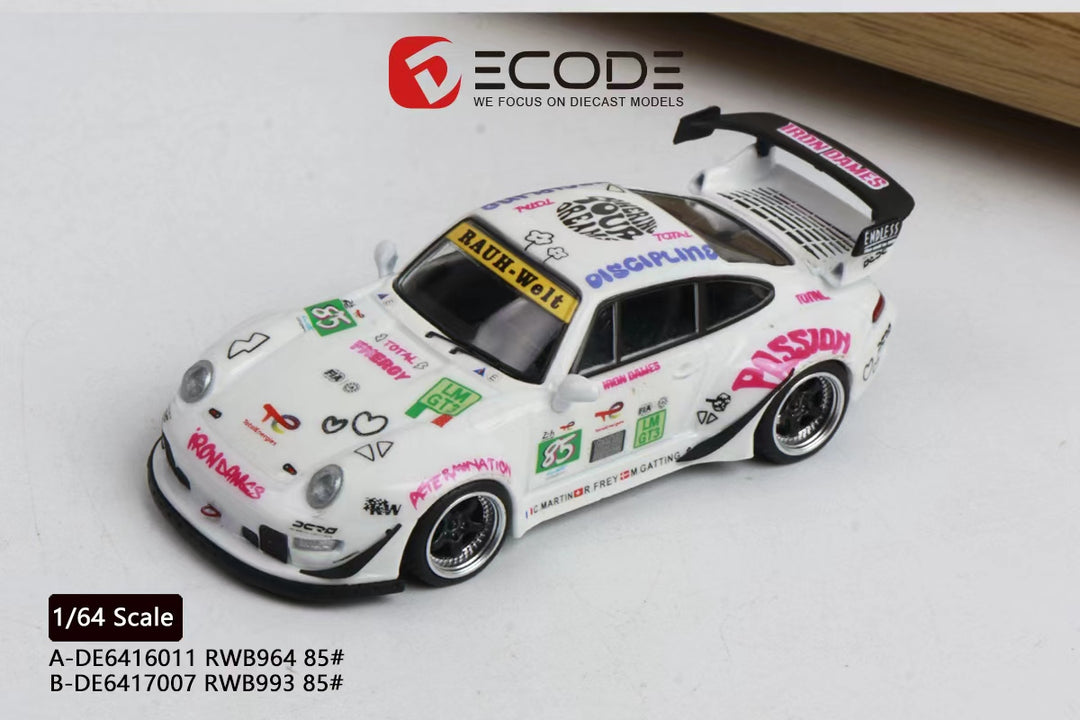 (Coming Soon) DECODE 1:64 Porsche 964 #85 Iron Dames Livery