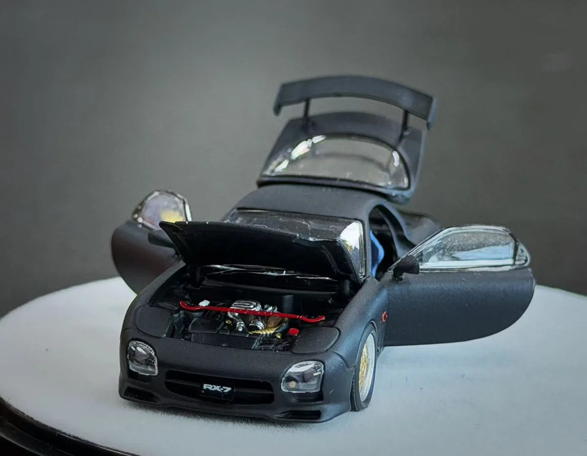 (Coming Soon) PGM 1:64 Mazda RX-7 Diecast model Matte Black Luxury Version