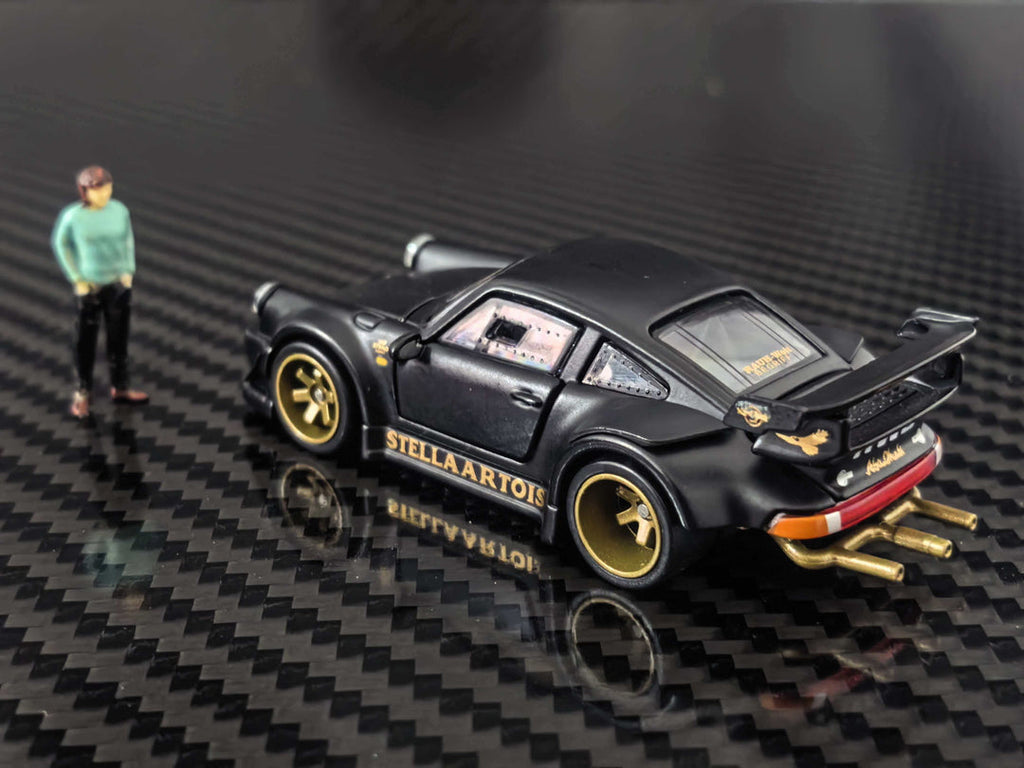 (Coming Soon) HG Model 1:64 Porsche RWB930 STELLA ARTOIS-Matte Black Livery