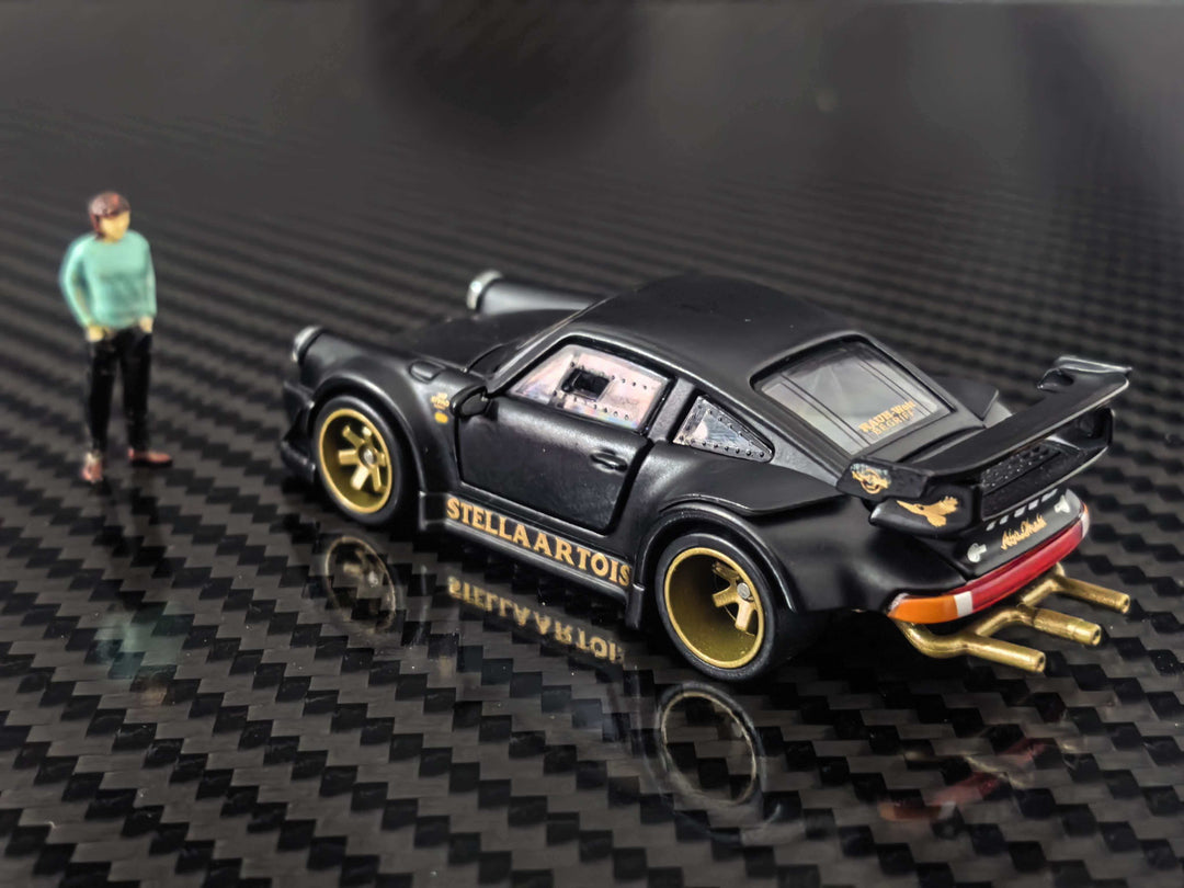 (Coming Soon) HG Model 1:64 Porsche RWB930 STELLA ARTOIS-Matte Black Livery