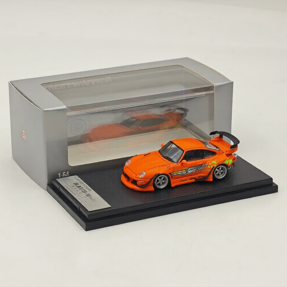 (Coming Soon) STREETWARRIOR 1:64 993 Low tail Orange "Fast and Furious" Diecast Metal Car