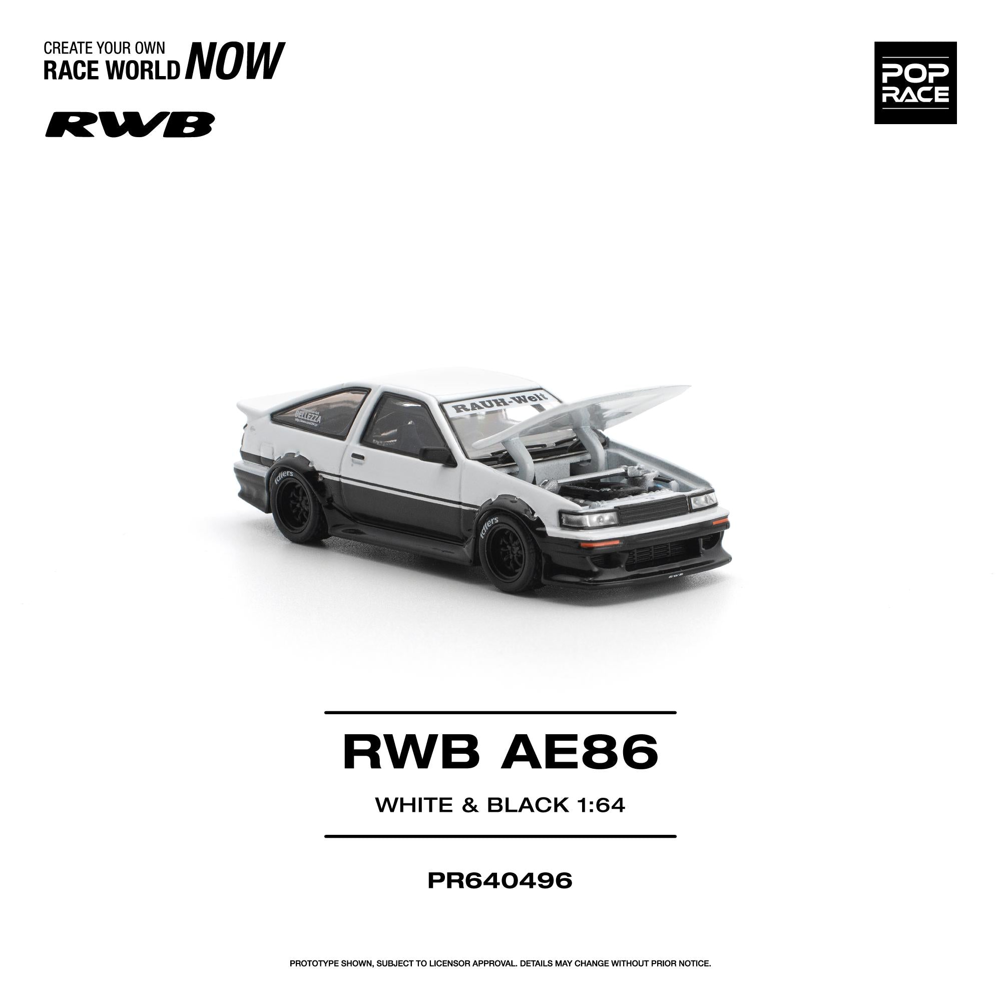 (Comimg Soon) POPRACE 1/64 RWB AE86 WHITE BLACK