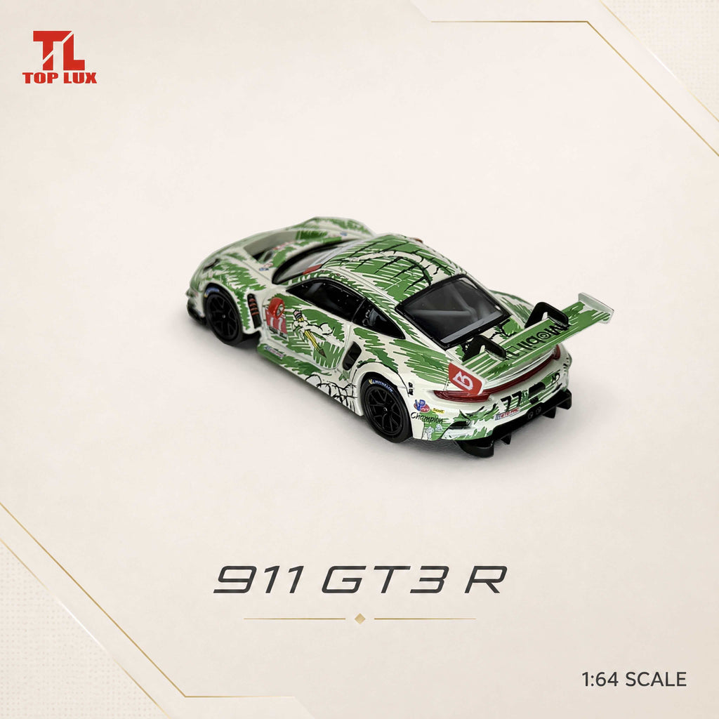 (Coming Soon) TOPLUX 1/64 911GT3R Green Sketch Dinosaur Diecast model