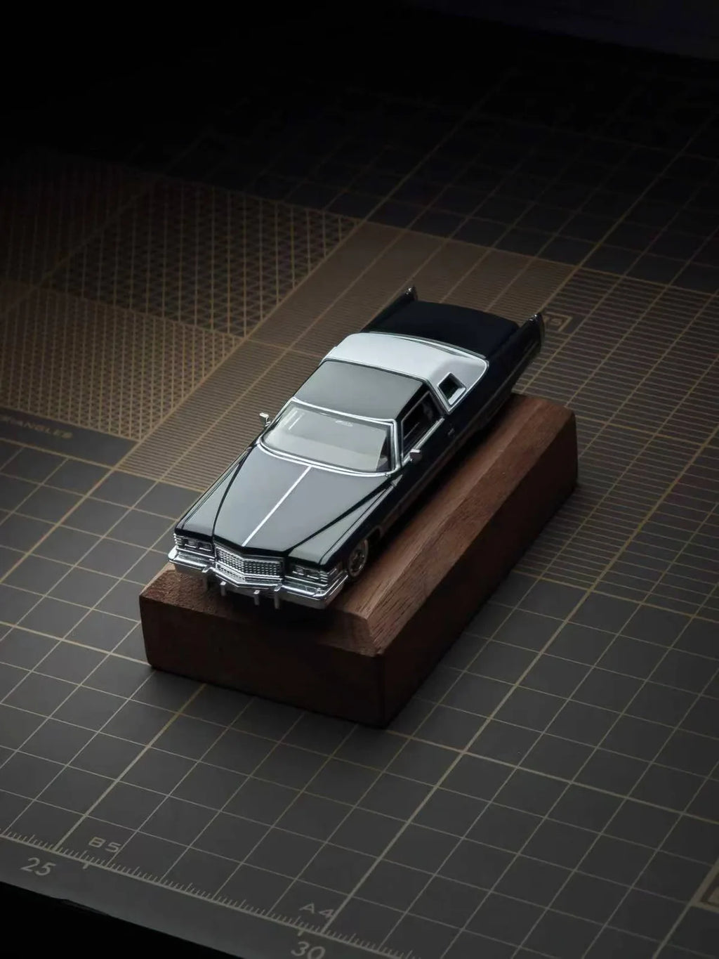 (Coming Soon) 97M 1:64 1975 Cadillac Coupe DeVille Lowrider Gloss Black with White roof