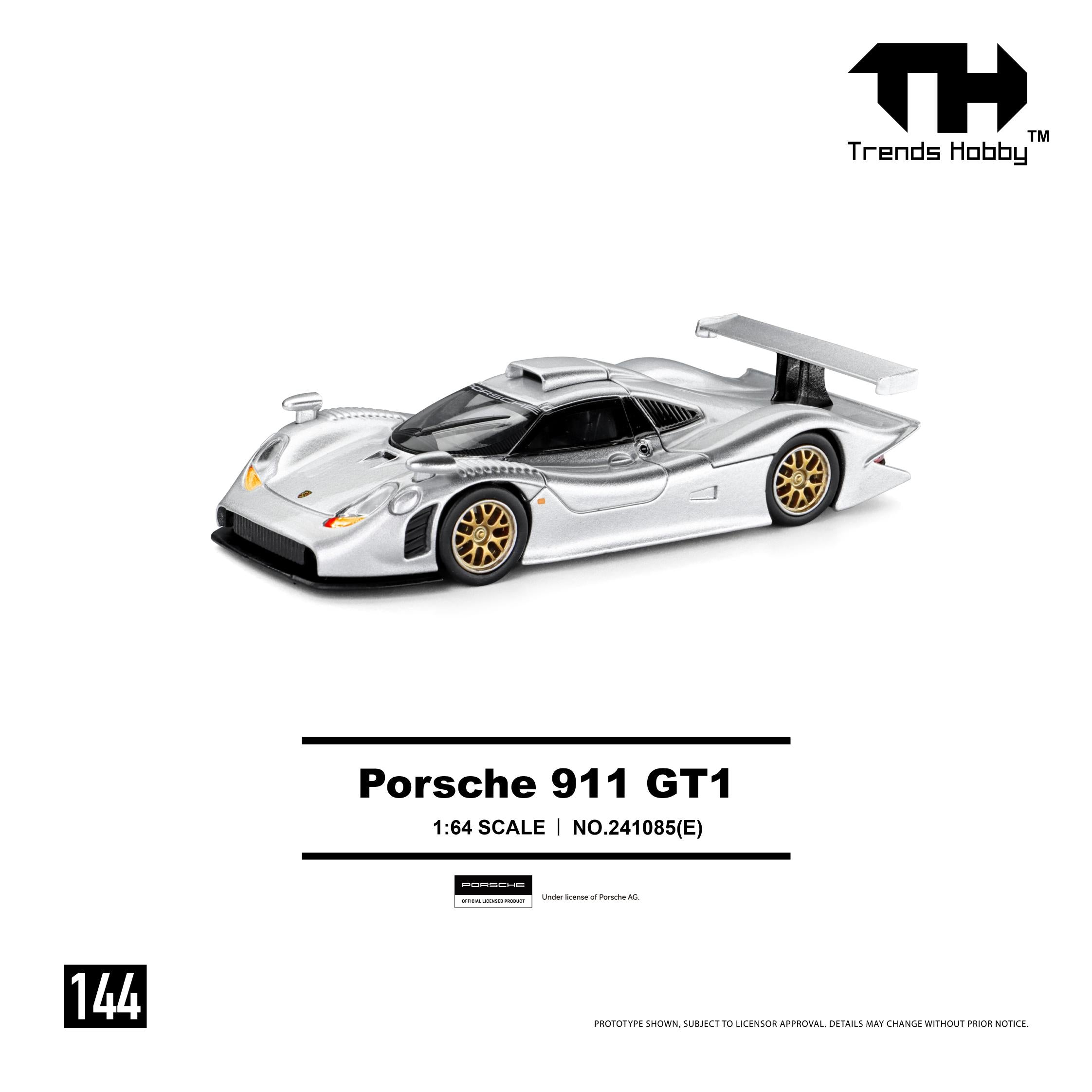 (Coming Soon) TRENDSHOBBY 1/64 Porsche 911 GT1 1998 - Sliver