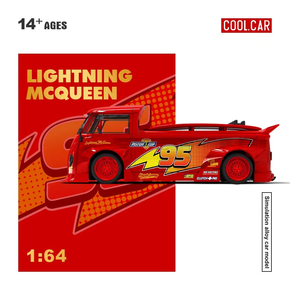 (Coming Soon) COOLCAR 1:64 VW T1 Pickup Lightning McQueen Livery Diecast