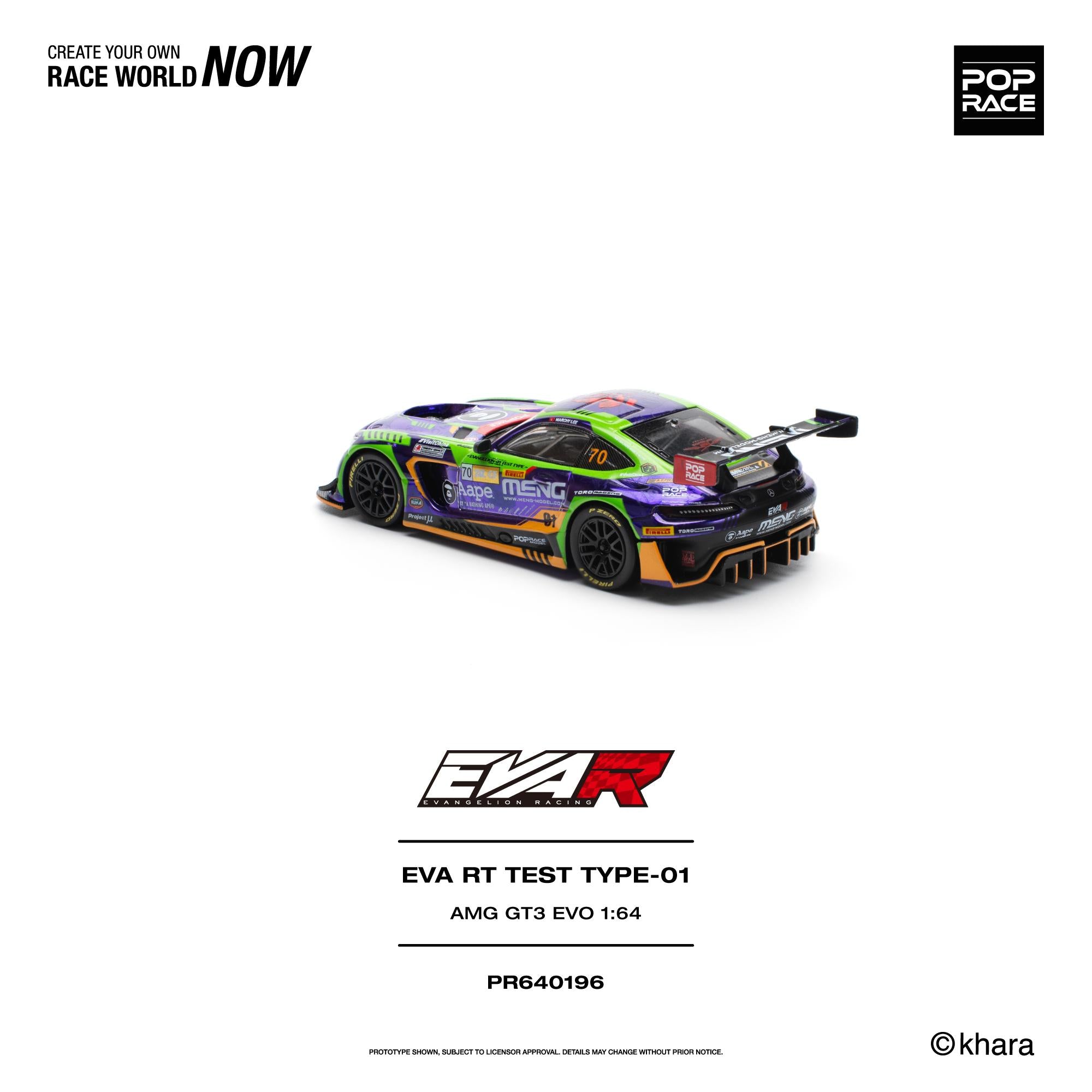 (Coming Soon) POPRACE 1/64 EVA RT TEST TYPE-01 AMG GT3 EVO - MACAU GP 2023