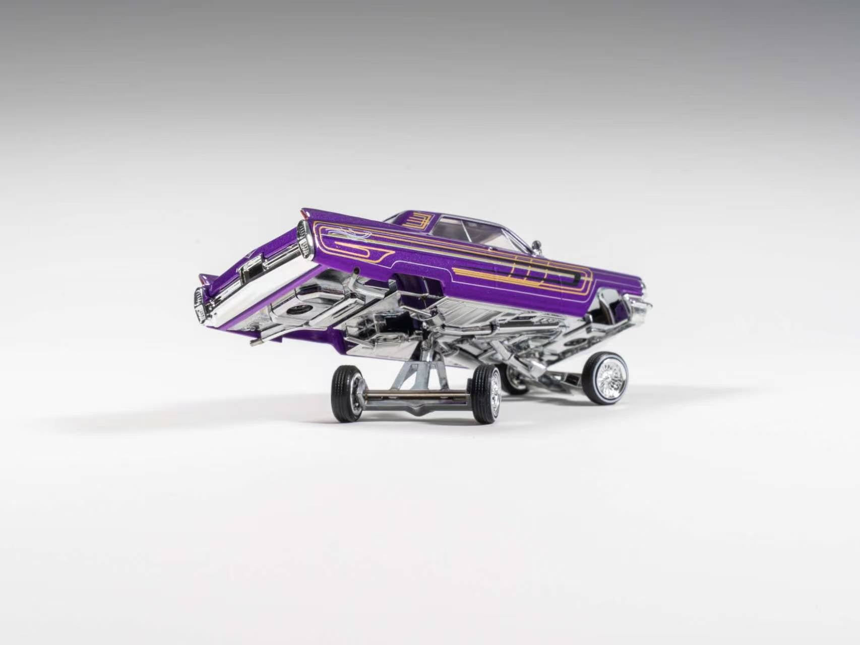 (Coming Soon) 97M 1:64 1964 Cadillac Coupe Deville Low Rider Metallic Purple with Stripes
