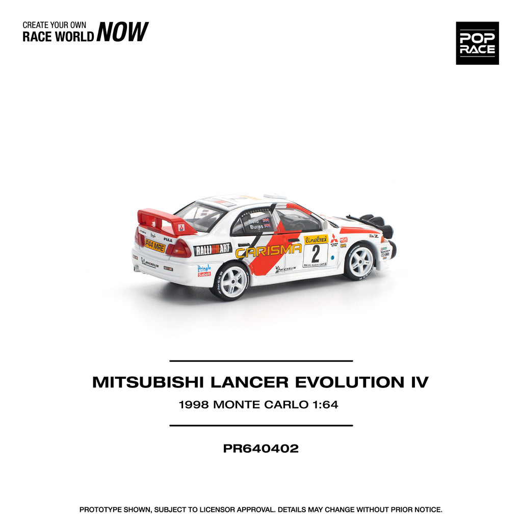 (Coming Soon) POPRACE 1/64 Mitsubishi Lancer EVOLUTION IV - 1998 MONTE CARLO RALLY