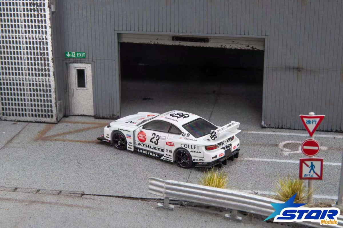 (Coming Soon) STARMODELS 1:64 S15 Silvia Widebody Modified Version Diecast - White 23# Livery