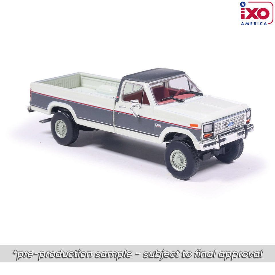 (Coming Soon) IXOAMERICA 1:64 1986 Ford F-150 XLT Lariat Long Bed Styleside 4x2 - Combination Tu-Tone Colonial with and Dark Grey Metallic