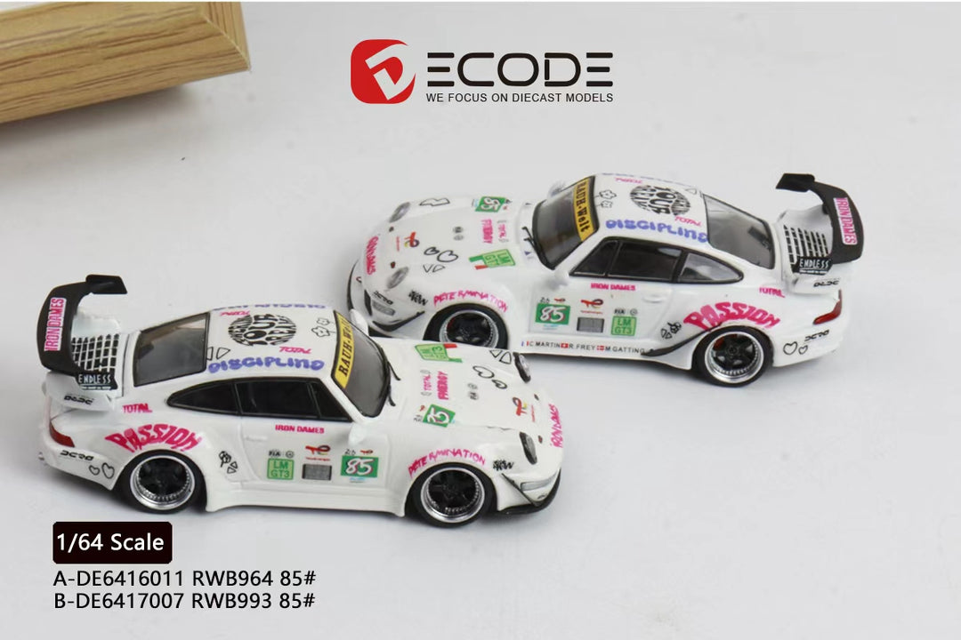 (Coming Soon) DECODE 1:64 Porsche 964 #85 Iron Dames Livery