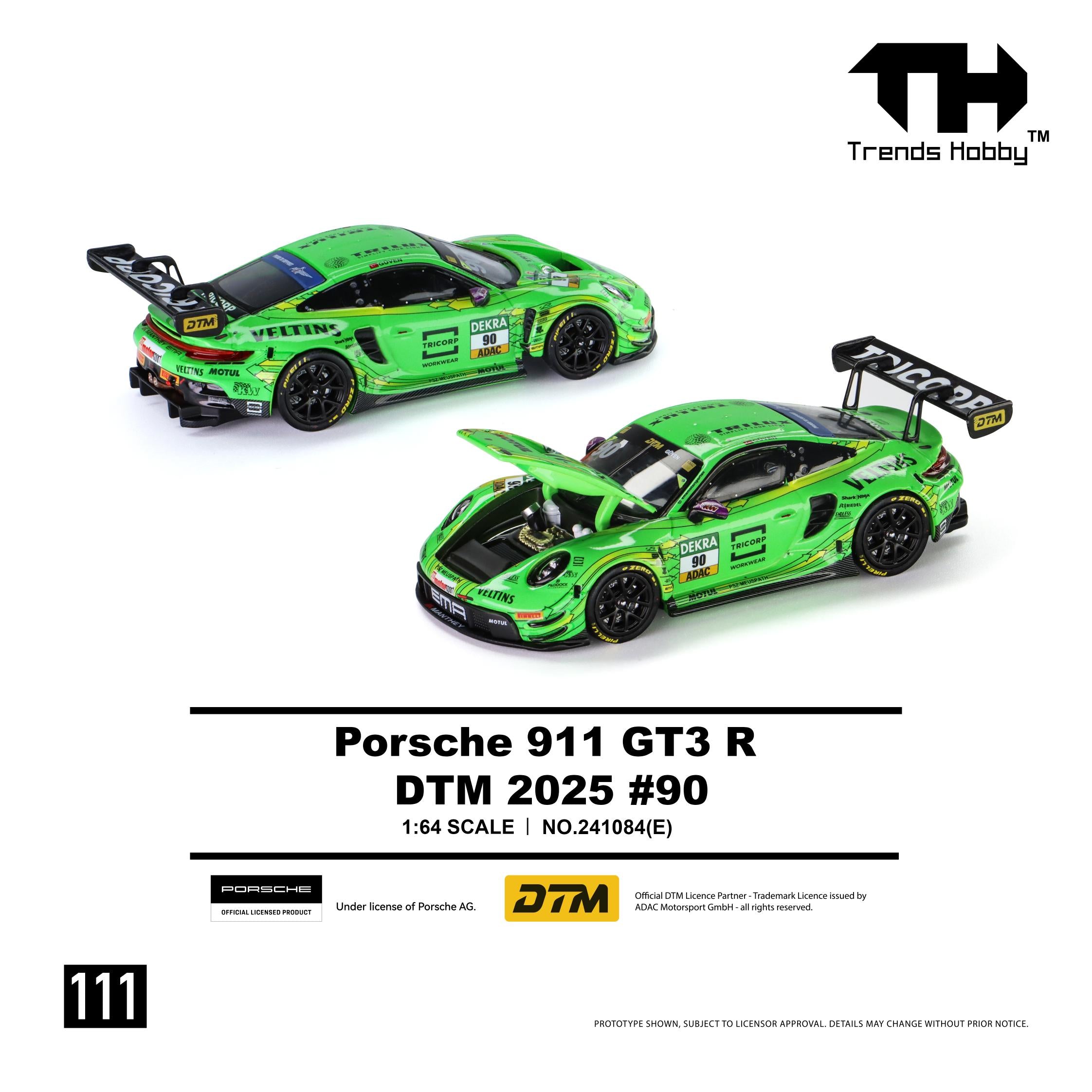(Coming Soon) TRENDSHOBBY 1/64 Porsche 911 GT3 R - DTM 2025 #90