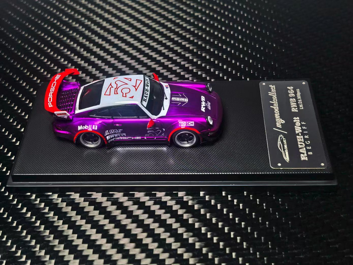 (Coming Soon) MYMODELCOLLECT 1/64 RWB964 High Wing Diecast - Transparent Pink Purple