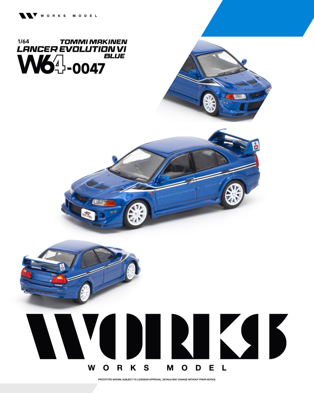 (Coming Soon) WORKS 1/64 MITSUBISHI LANCER EVOLUTION VI TOMMI MAKINEN - BLUE