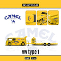 (Coming Soon) SUPCAR 1:64 Camel Painted Realistic - T1 Volkswagen & Trailer