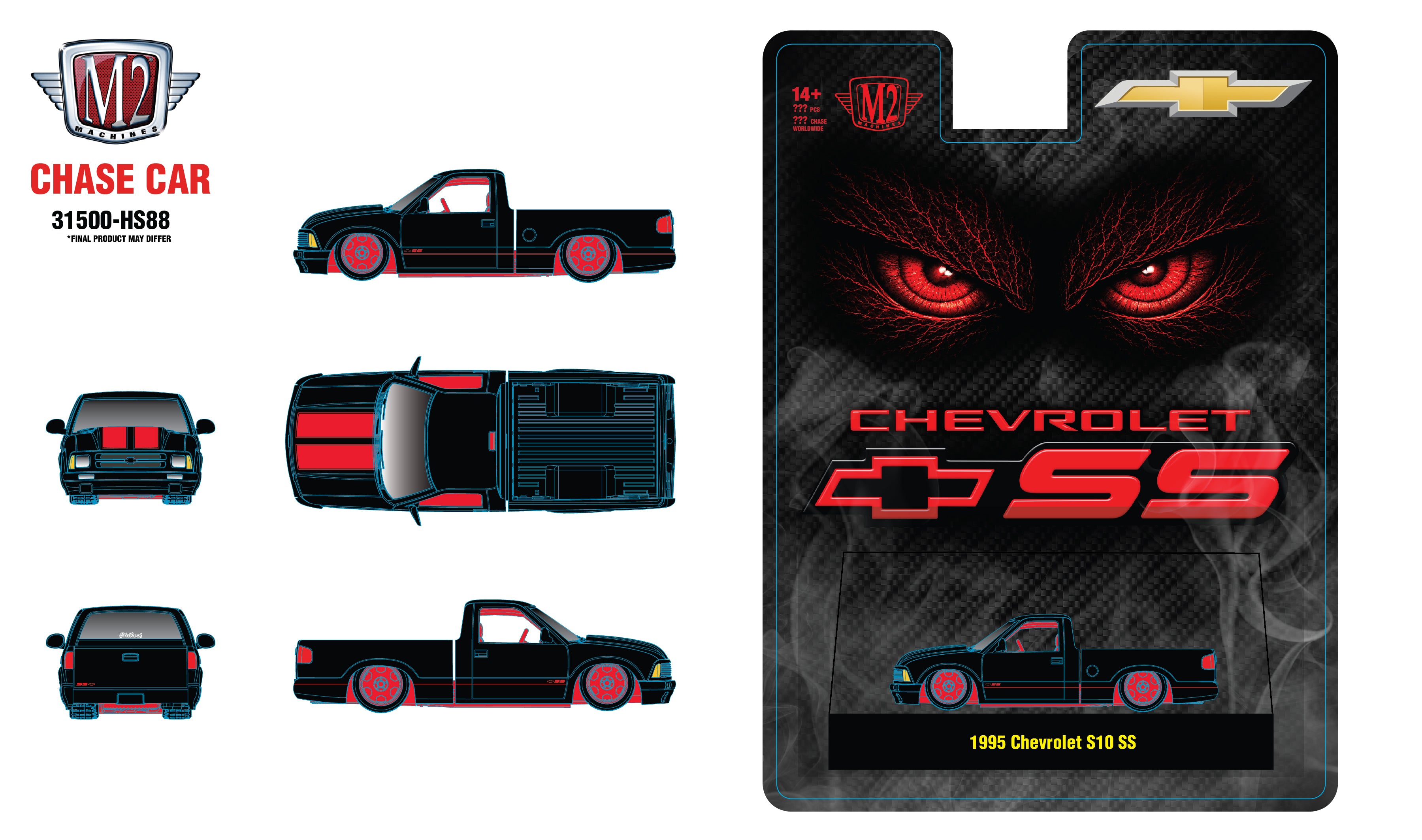 (Pre-Order) 12Pcs (11 Regular & 1 Chase) M2 MACHINES 1995 Chevrolet S10 SS **DEADLINE July 5th, 2026**