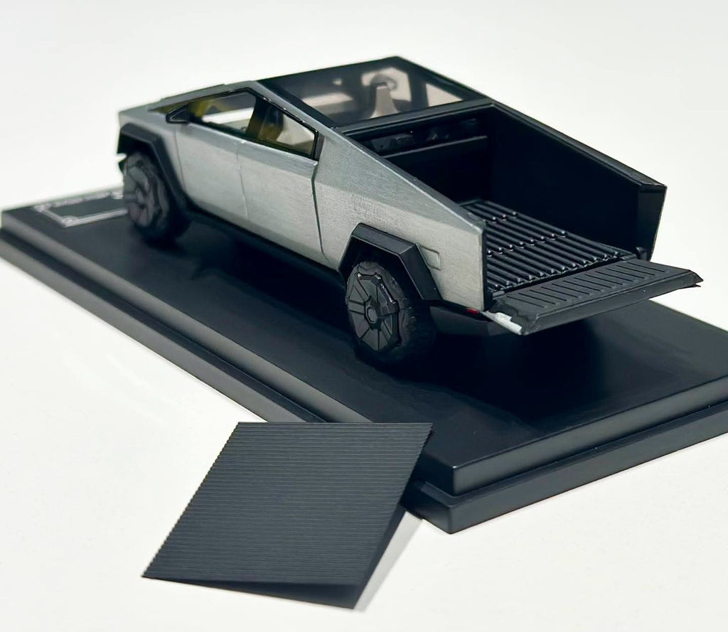 DM Model Tesla Cybertruck + Camper + Cyberquad (Metal Silver) Diecast Car Model Set