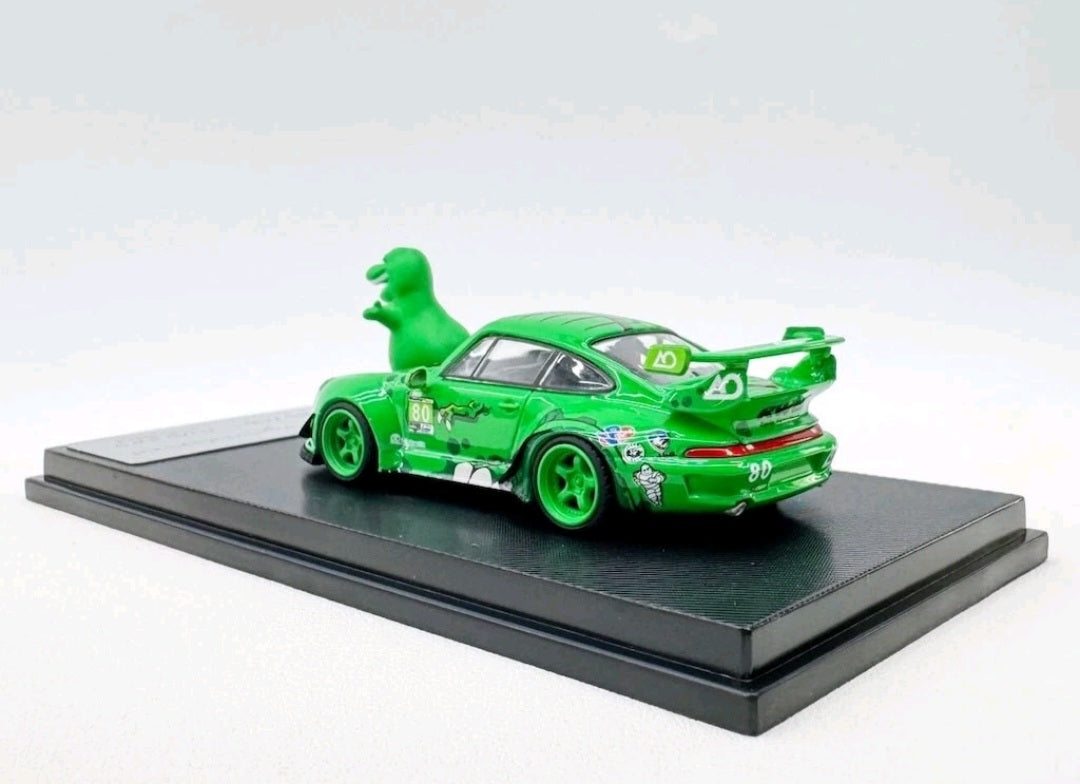 (Coming Soon) MYMODELCOLLECT 1:64 Green Dinosaur RWB 993 + Figure Model
