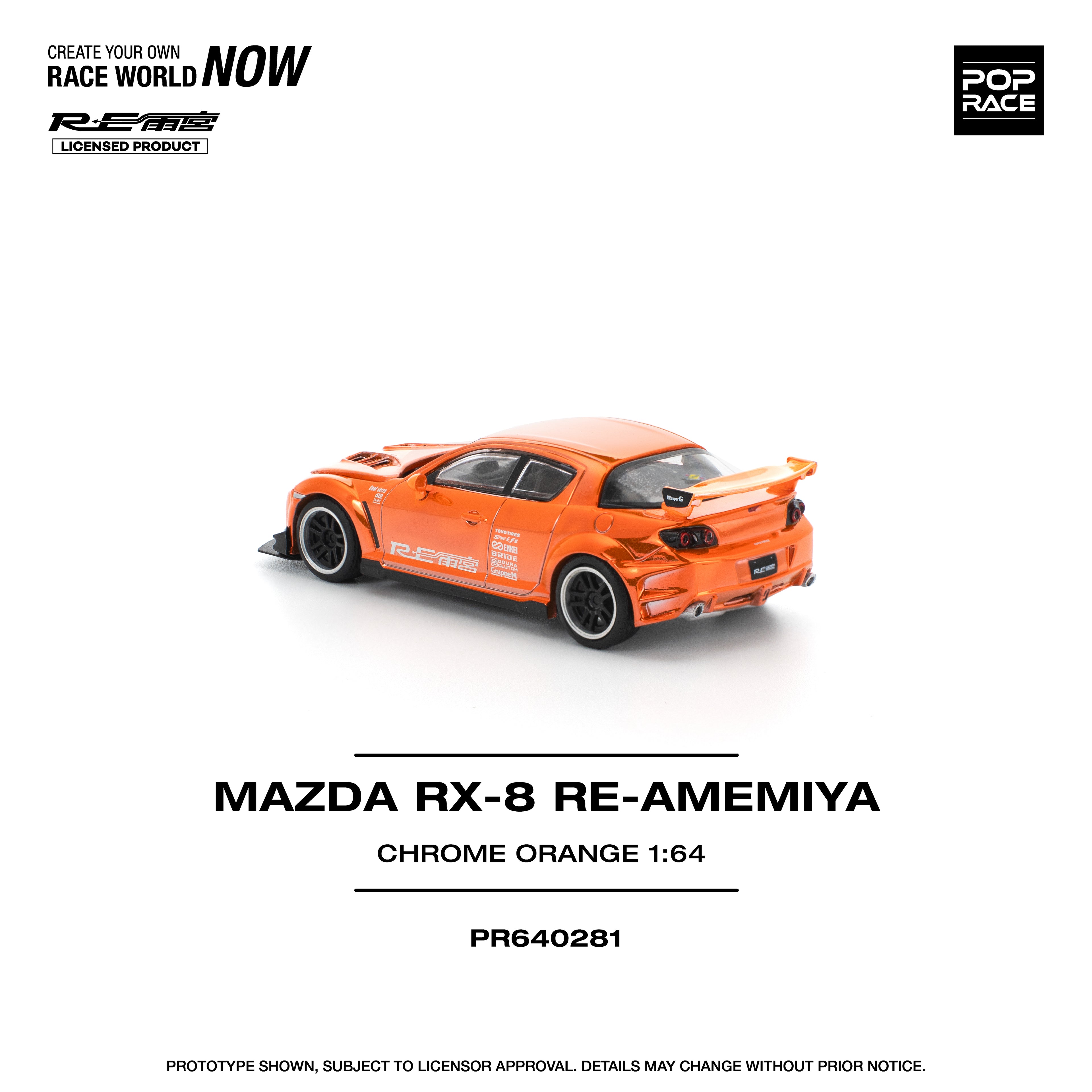 (Coming Soon) POPRACE 1/64 Mazda RX-8 RE-AMEMIYA CHROME ORANGE