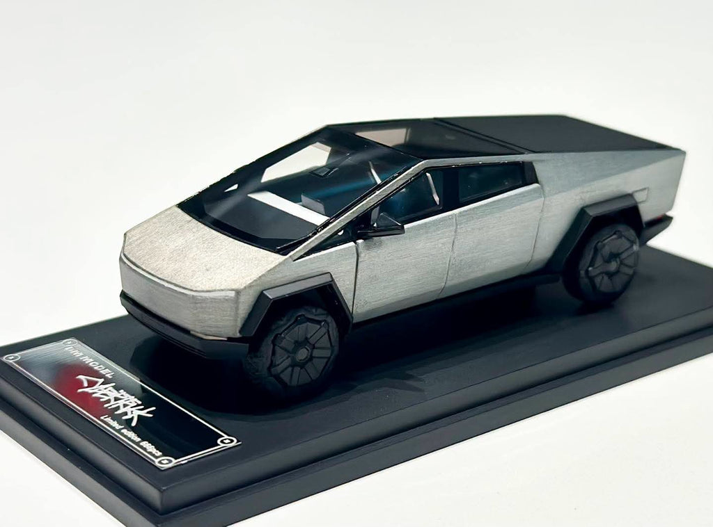 DM Model Tesla Cybertruck + Camper + Cyberquad (Metal Silver) Diecast Car Model Set