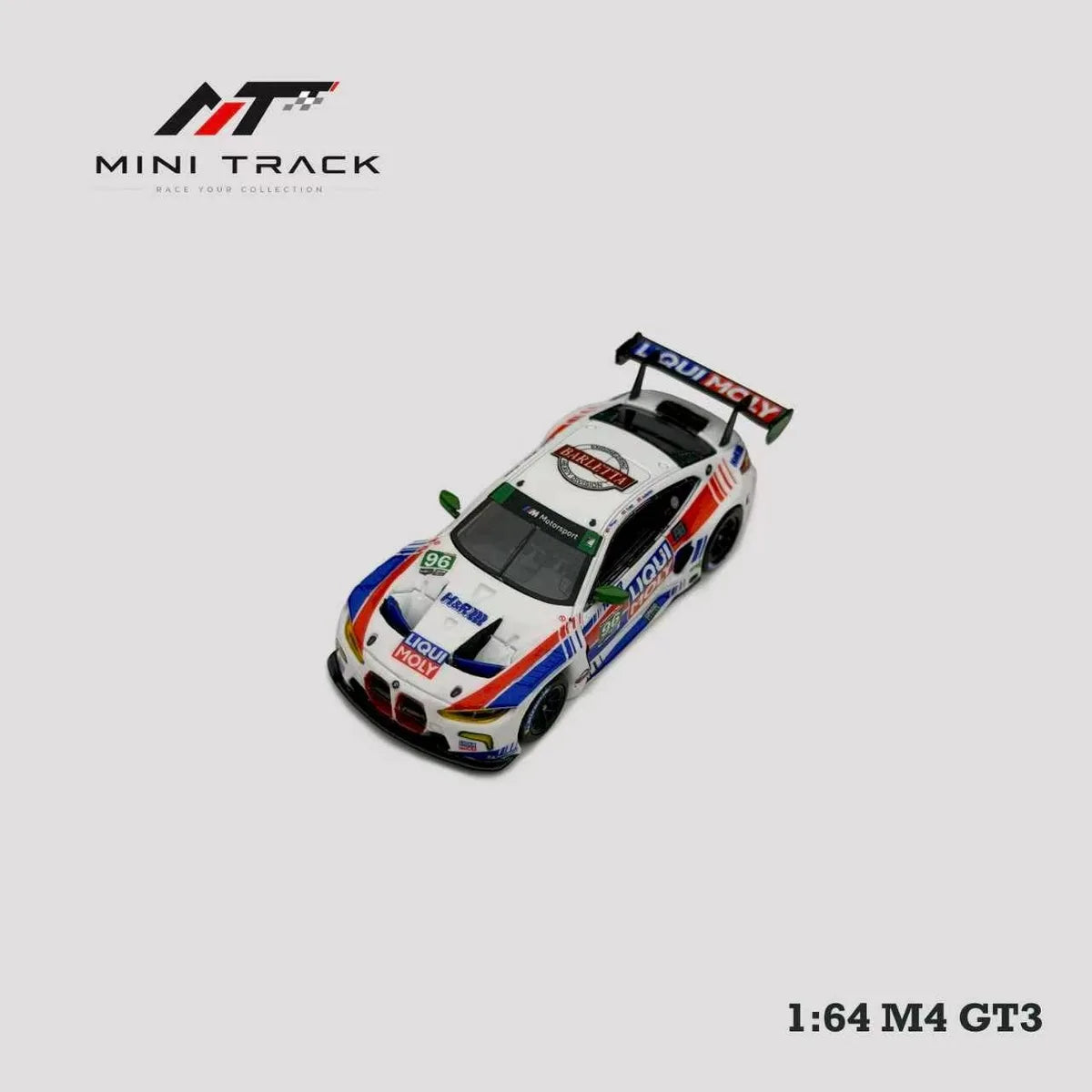 (Coming Soon) MINITRACK 1:64 M4 2nd Generation G82 GT3 Blue-White Racing Livery Carriage #96