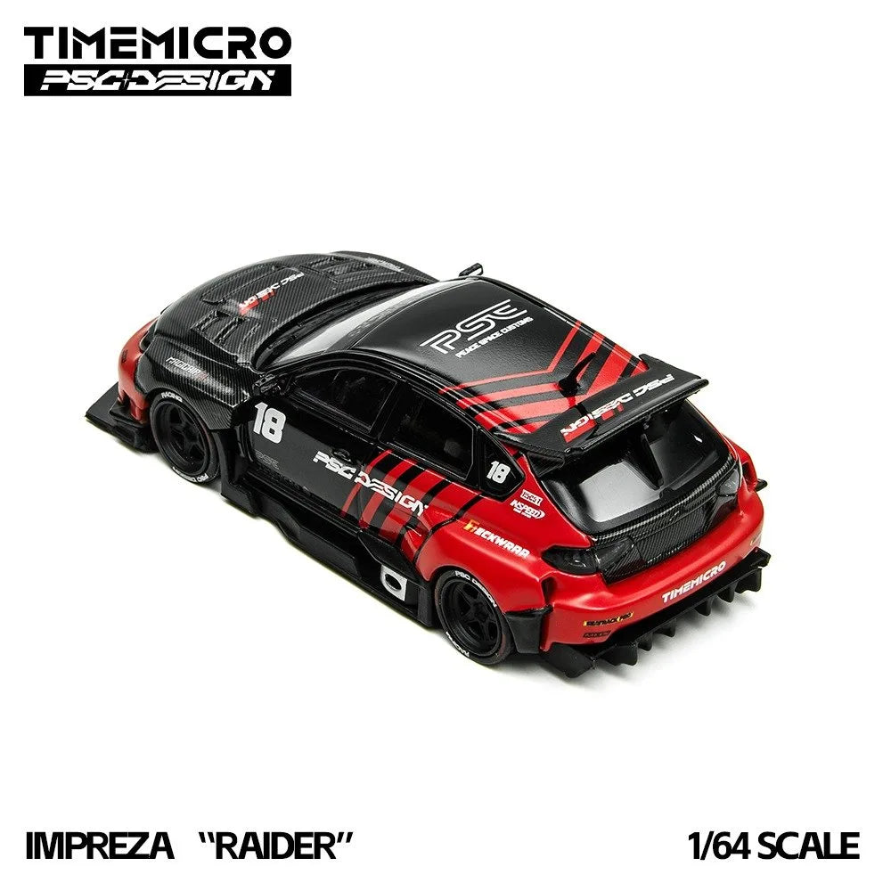 (Coming Soon) TIMEMICRO × PSC DESIGN 1:64 Impreza "Raider" Red & Black