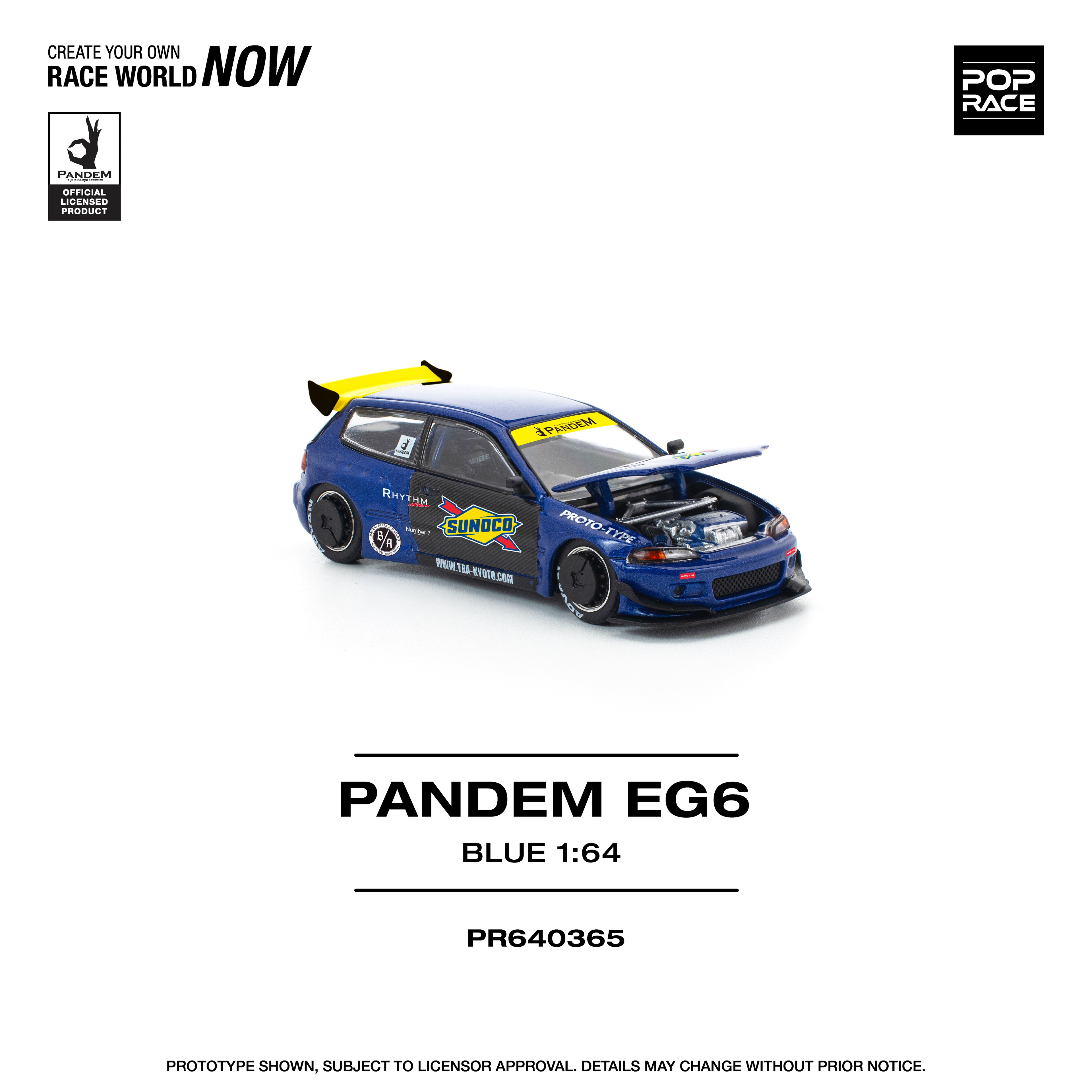 (Coming Soon) POPRACE 1/64 PANDEM Civic EG6 Blue/Black