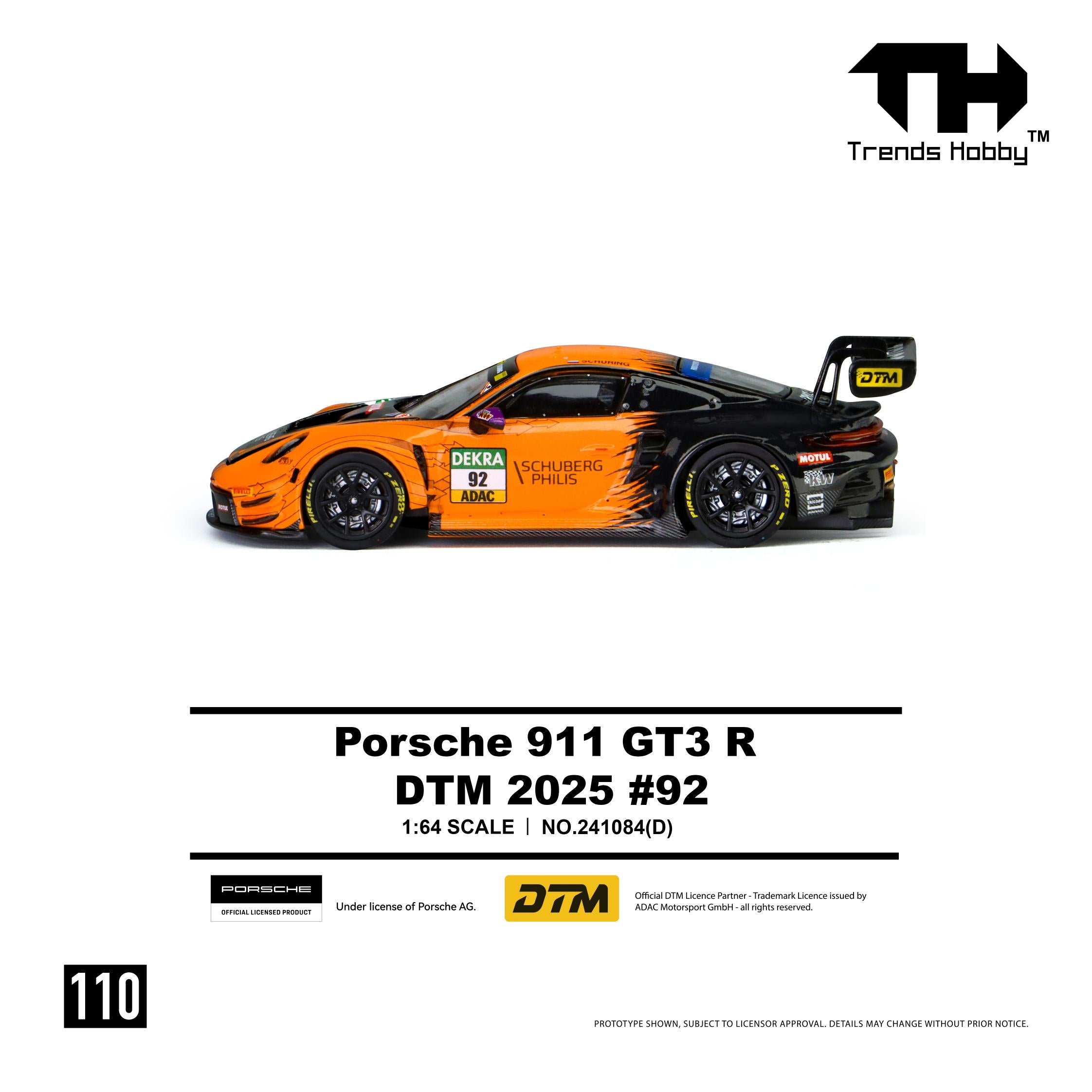 (Coming Soon) TRENDSHOBBY 1/64 Porsche 911 GT3 R - DTM 2025 #92