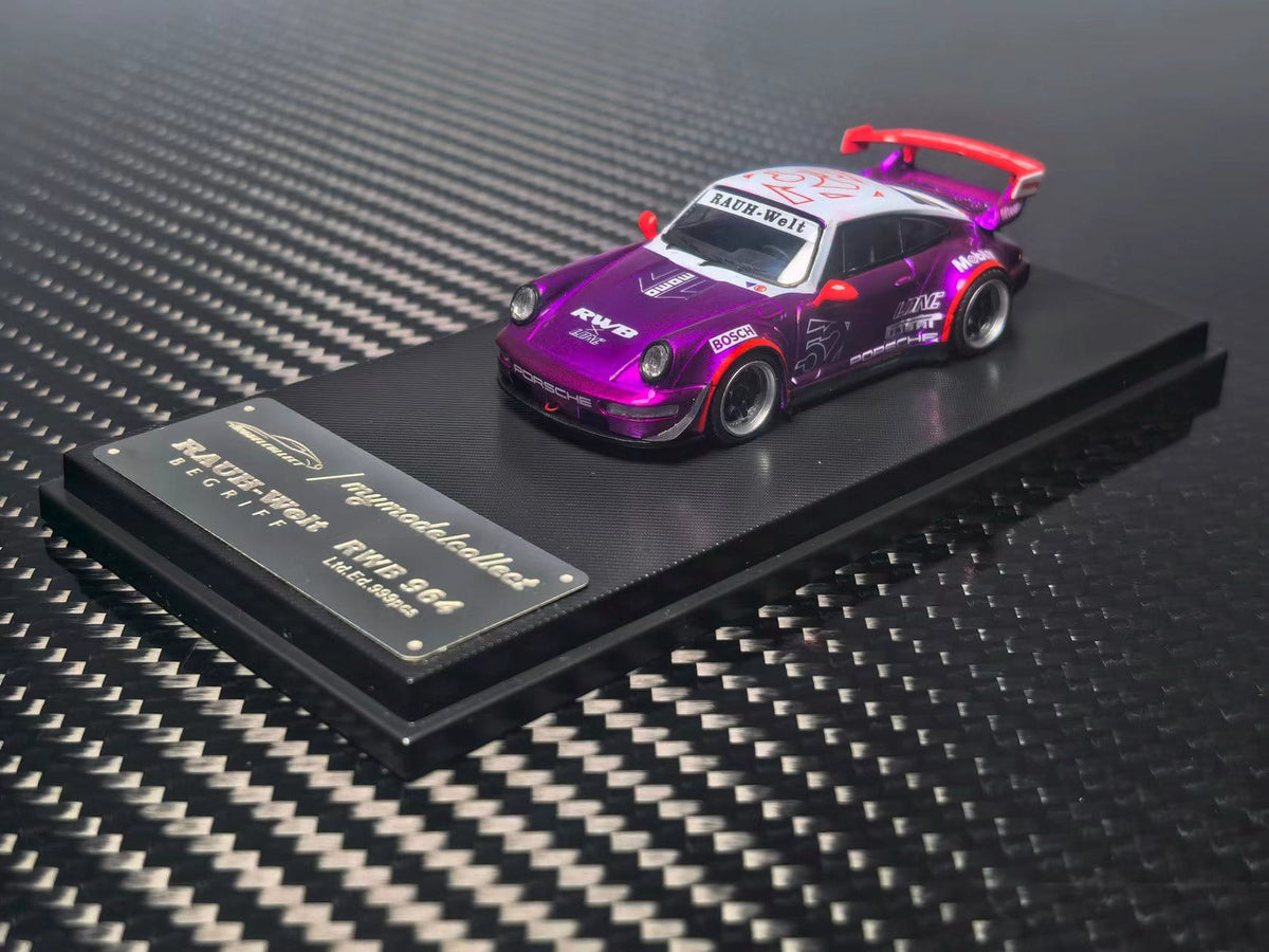 (Coming Soon) MYMODELCOLLECT 1/64 RWB964 High Wing Diecast - Transparent Pink Purple