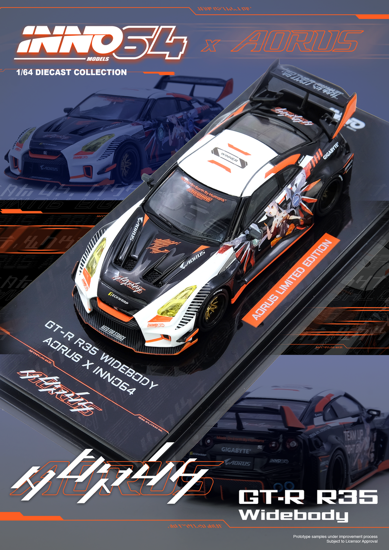 INNO64 1:64 Nissan GT-R R35 WIDEBODY AORUS X INNO64 Limited Edition (GIGABYTE)