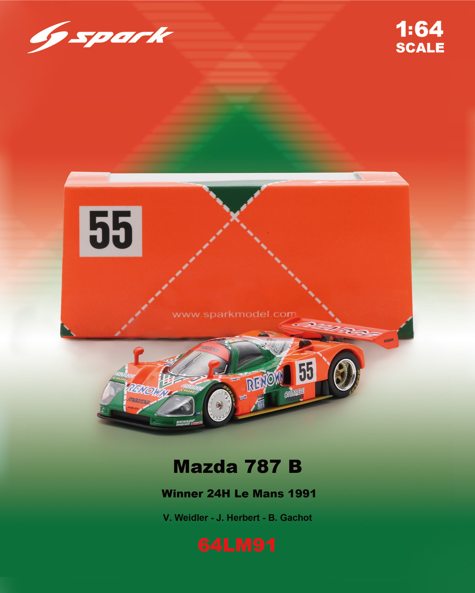 (Coming Soon) SPARK 1/64 Mazda 787 B No.55 Winner Le Mans 24H 1991 V. Weidler - J. Herbert - B. Gachot