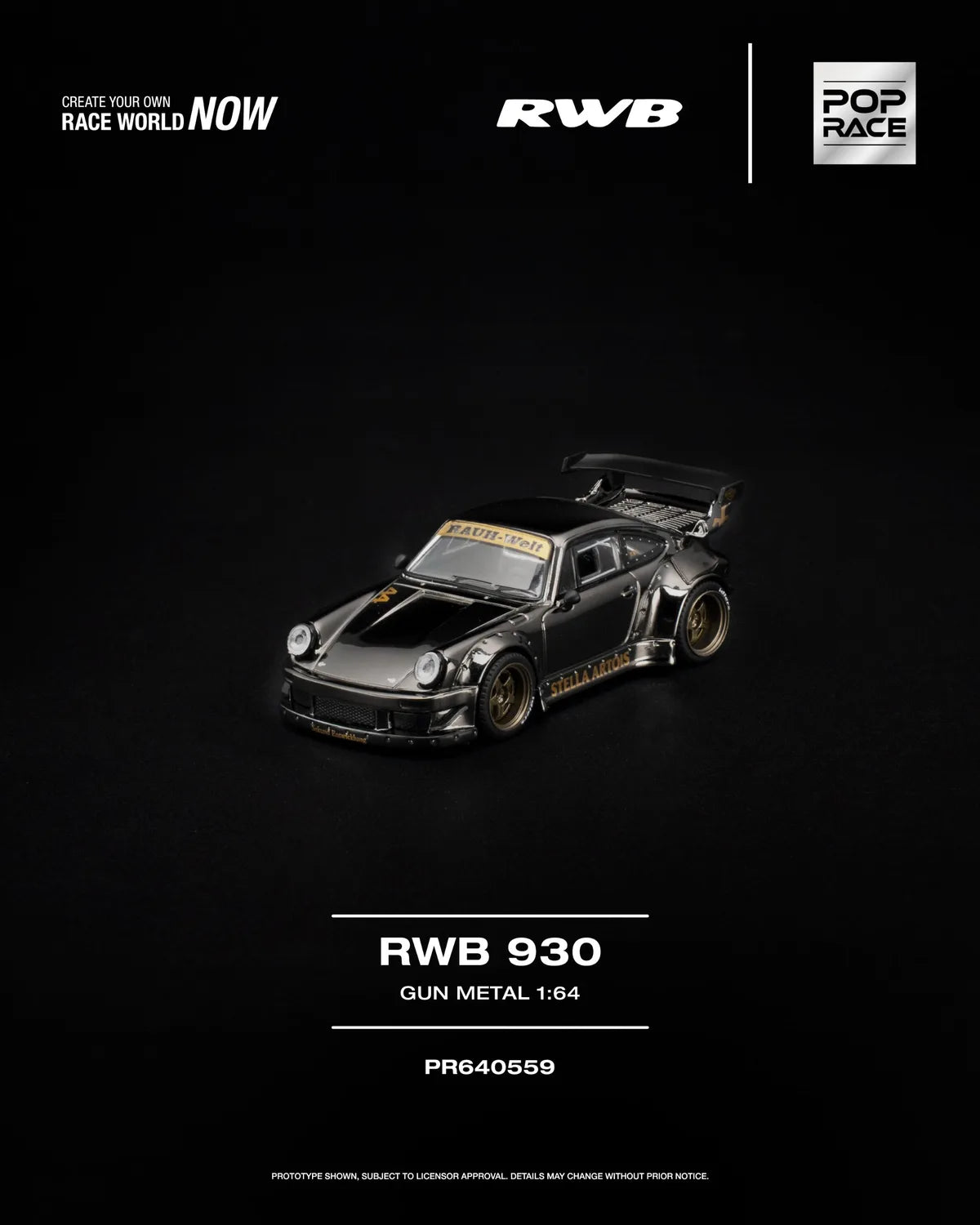 (Coming Soon) POPRACE 1:64 RWB 930 GUN METAL PR640-559