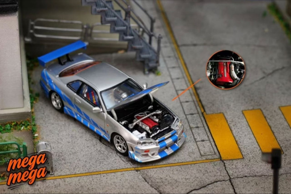 (Coming Soon) MEGAMEGA 1:64 Nissan Skyline GT-R R34 - 2 Fast 2 Furious livery