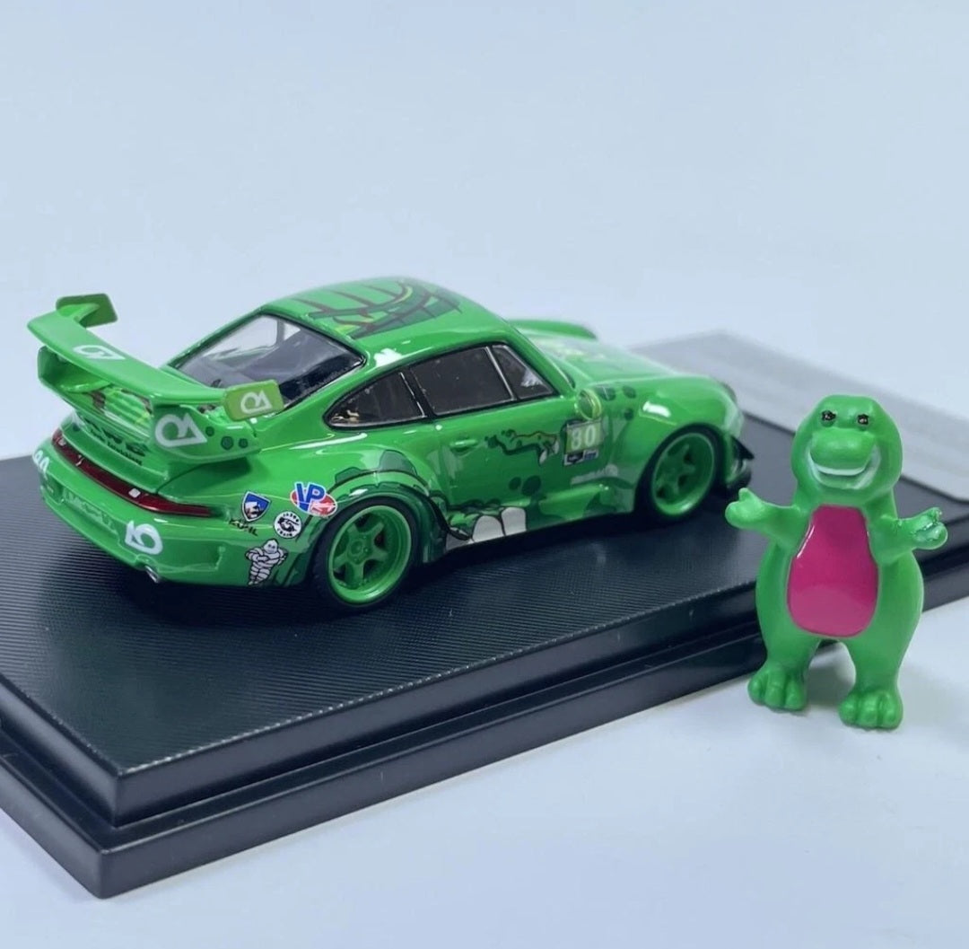 (Coming Soon) MYMODELCOLLECT 1:64 Green Dinosaur RWB 993 + Figure Model