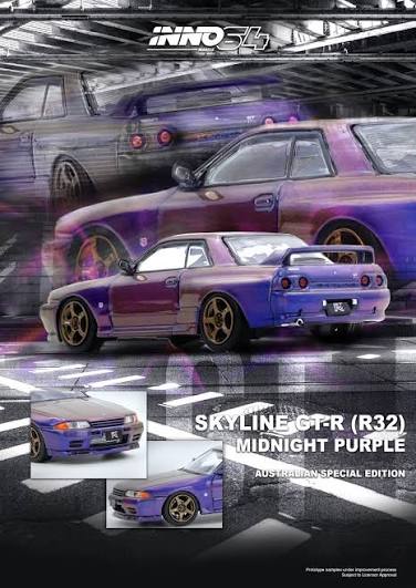 INNO64 1:64 SKYLINE GT-R (R32) Midnight Purple Australia Special Edition
