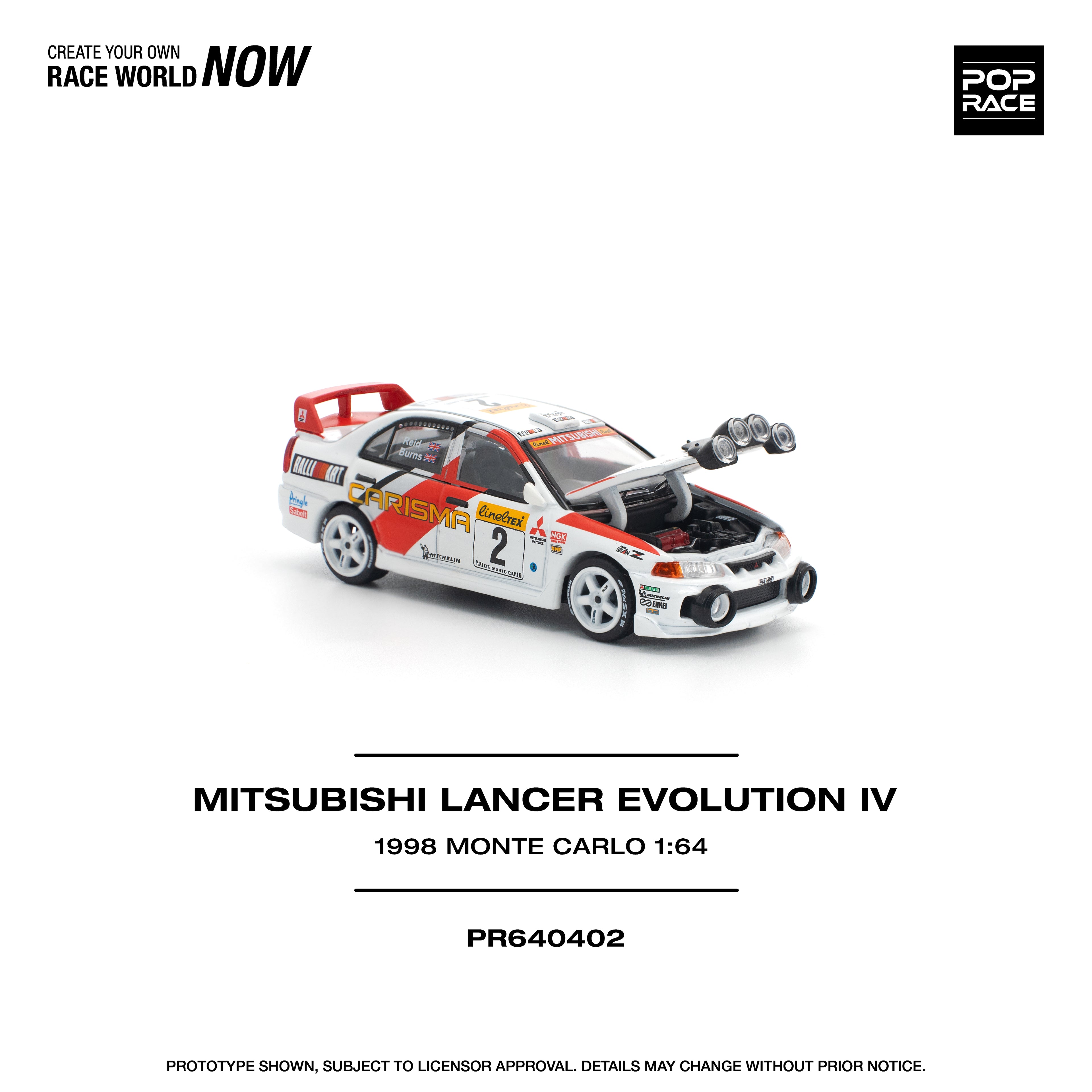 (Coming Soon) POPRACE 1/64 Mitsubishi Lancer EVOLUTION IV - 1998 MONTE CARLO RALLY